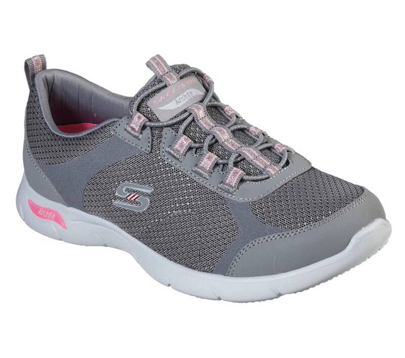 Skechers Arch Fit Refine - Her Best - Womens Casual Shoes Grey/Pink [AU-QU5136]